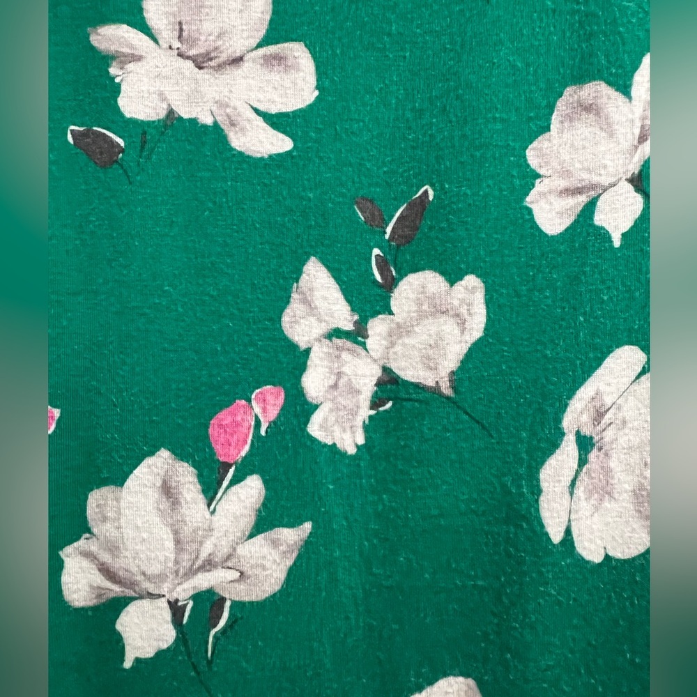 2 Pc PJ Set💚 Green Floral Ruffle Cap Sleeve Top & Pants w Pockets - Picture 5 of 11
